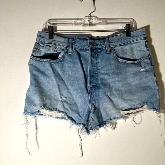 We The Free Light Blue Distressed Jean Shorts - Picture 2 of 5